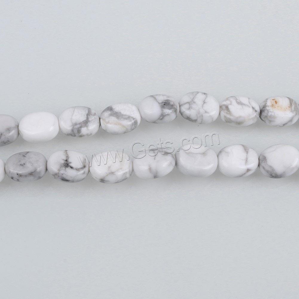 Природная белая бирюза Бусины, Плоская овальная форма, разный размер для выбора, отверстие:Приблизительно 0.5-1.5mm, длина:Приблизительно 15.5 дюймовый, продается Strand
