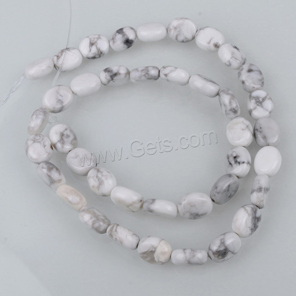 Natürlicher weißer Türkis Perle, flachoval, verschiedene Größen vorhanden, Bohrung:ca. 0.5-1.5mm, Länge:ca. 15.5 ZollInch, verkauft von Strang