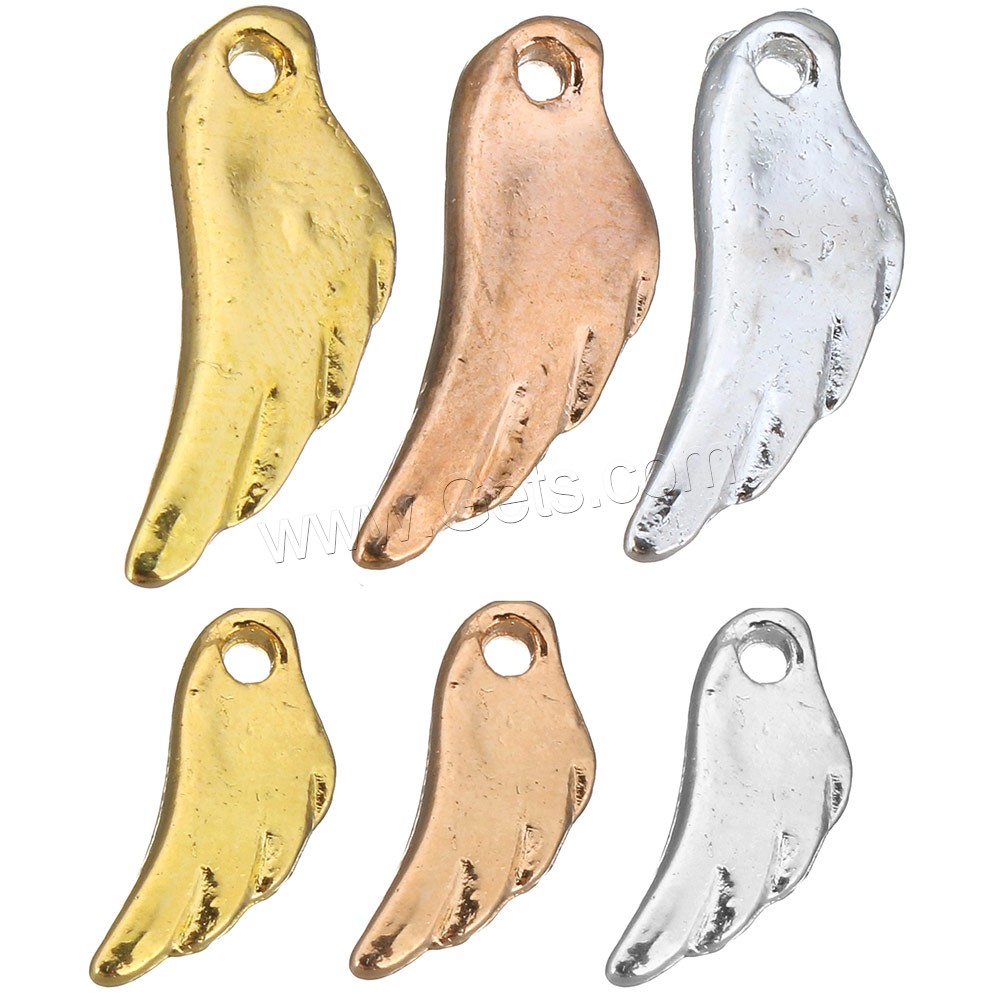Wing Shaped Zinc Alloy Pendants, plated, different size for choice, more colors for choice, Hole:Approx 1mm, Sold By PC