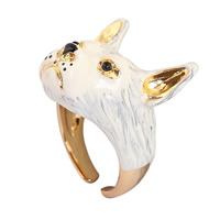Brass Cuff Finger Ring, Bear, gold color plated, Hand-Painted Enamel Glaze & for woman, lead & cadmium free US Ring 