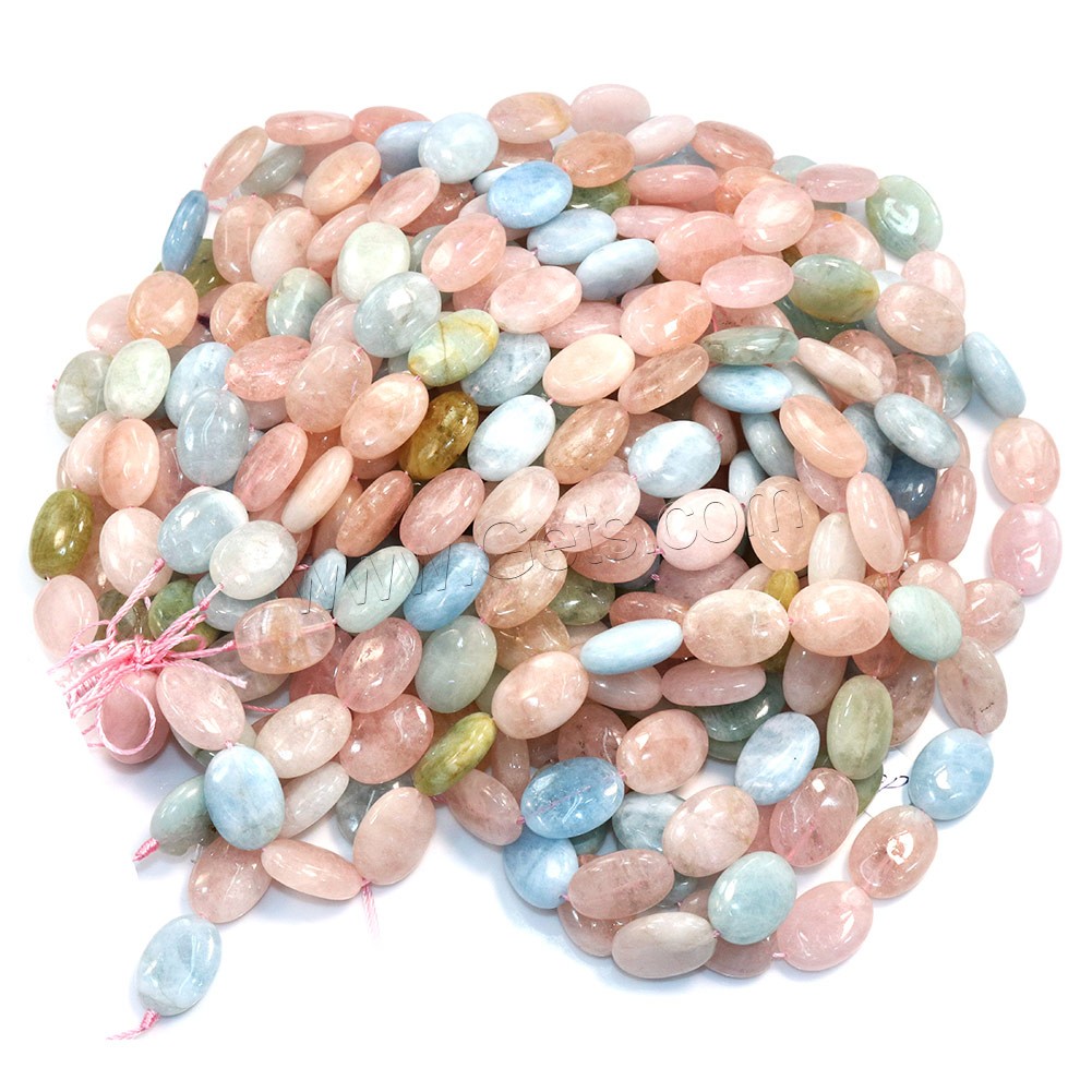 Morganit Perlen, flachoval, natürlich, verschiedene Größen vorhanden, Bohrung:ca. 0.5-1mm, Länge:ca. 15 ZollInch, verkauft von Strang