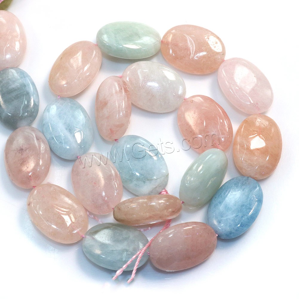 Perles de morganite, ovale plat, naturel, normes différentes pour le choix, Trou:Environ 0.5-1mm, Longueur:Environ 15 pouce, Vendu par brin