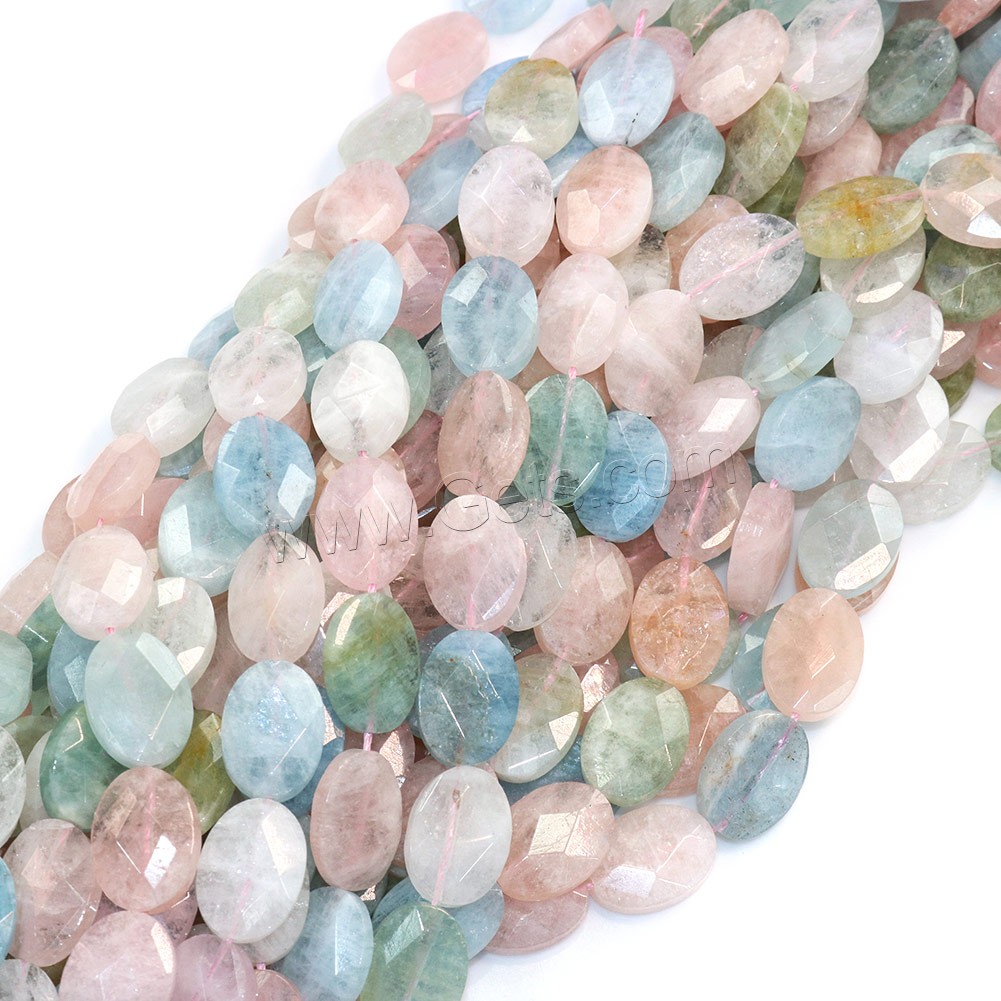 Perles de morganite, ovale plat, naturel, normes différentes pour le choix & facettes, Trou:Environ 0.5-1mm, Longueur:Environ 15 pouce, Vendu par brin