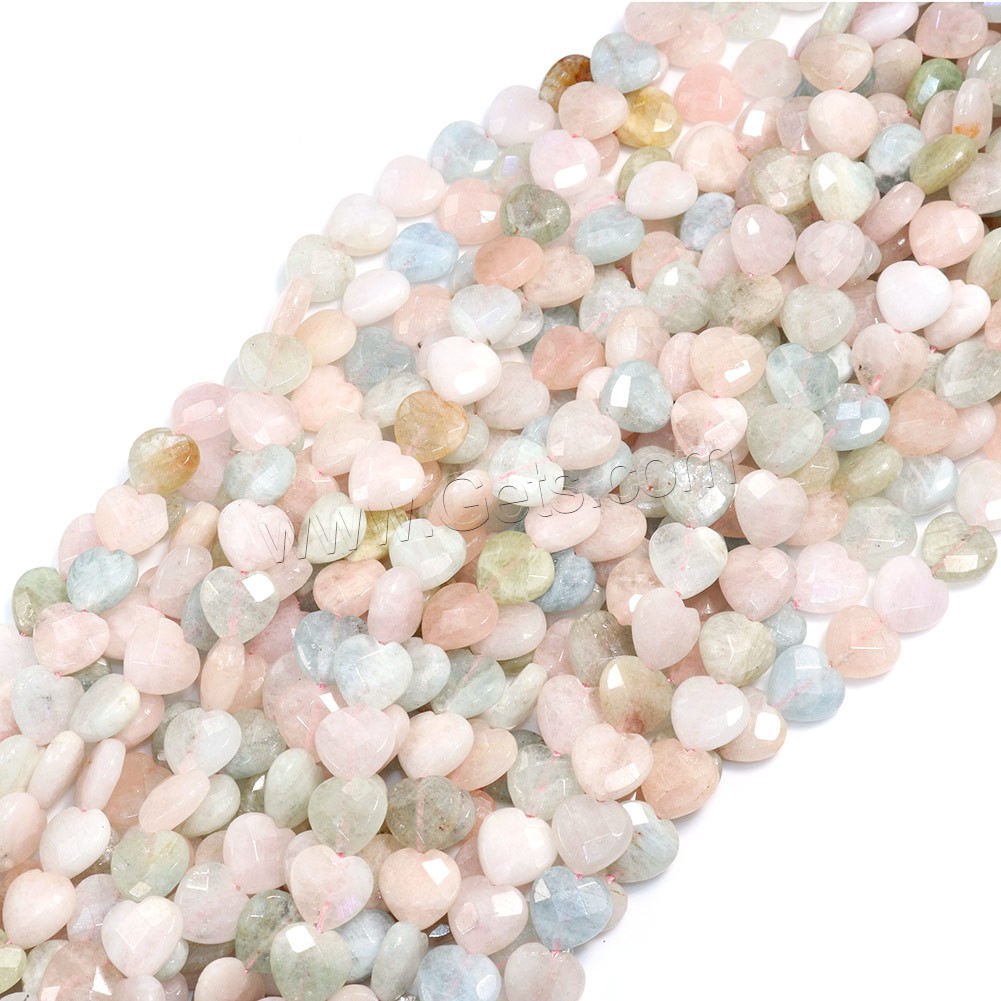 Perles de morganite, coeur, naturel, normes différentes pour le choix & facettes, Trou:Environ 0.5-1mm, Longueur:Environ 15 pouce, Vendu par brin