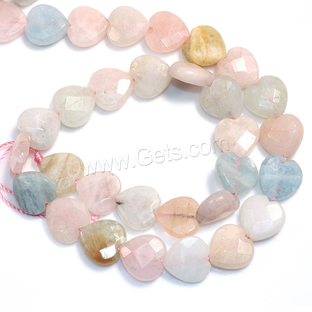 Morganite Beads, Heart, natural, different size for choice & faceted, Hole:Approx 0.5-1mm, Length:Approx 15 Inch, Sold By Strand