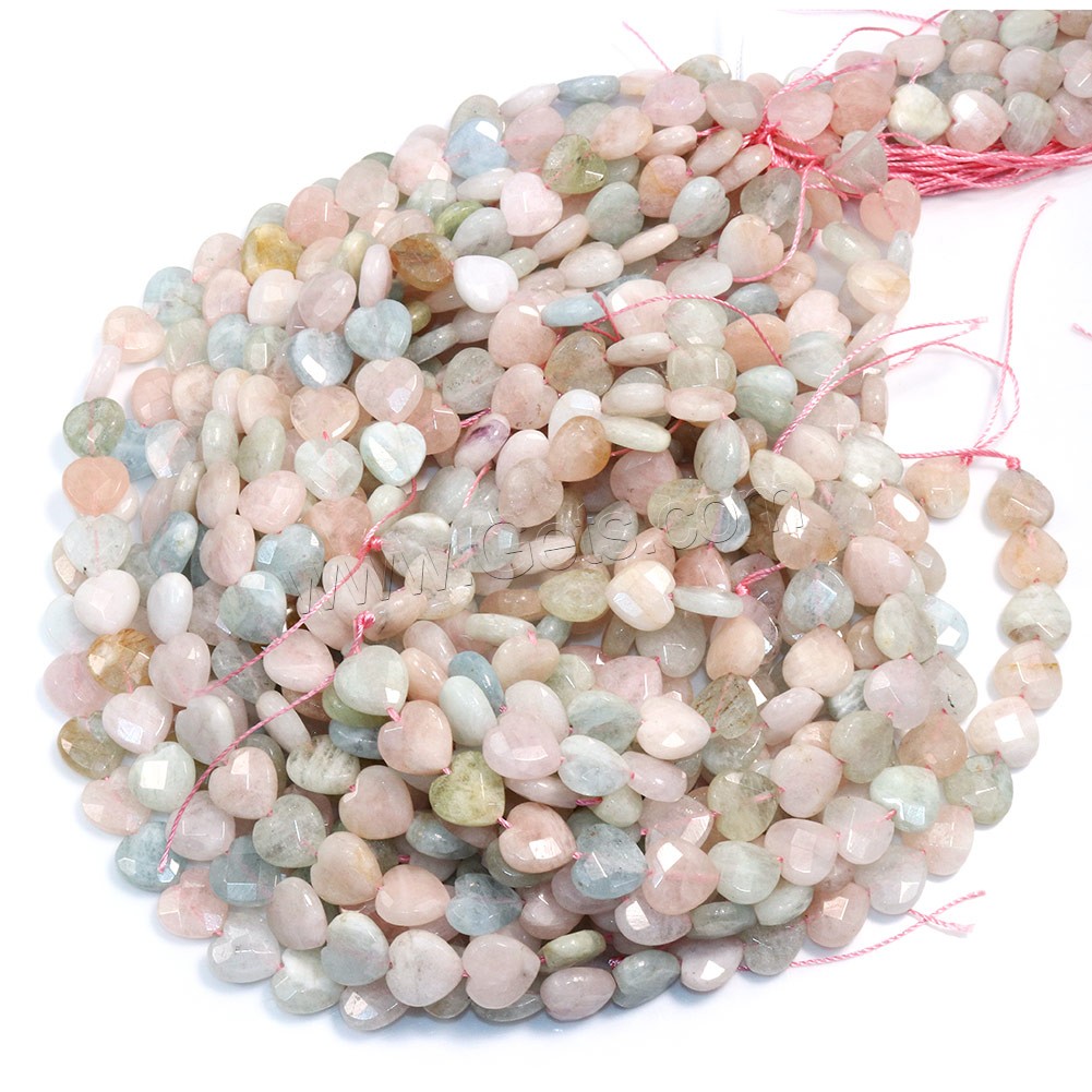 Morganit Perlen, Herz, natürlich, verschiedene Größen vorhanden & facettierte, Bohrung:ca. 0.5-1mm, Länge:ca. 15 ZollInch, verkauft von Strang