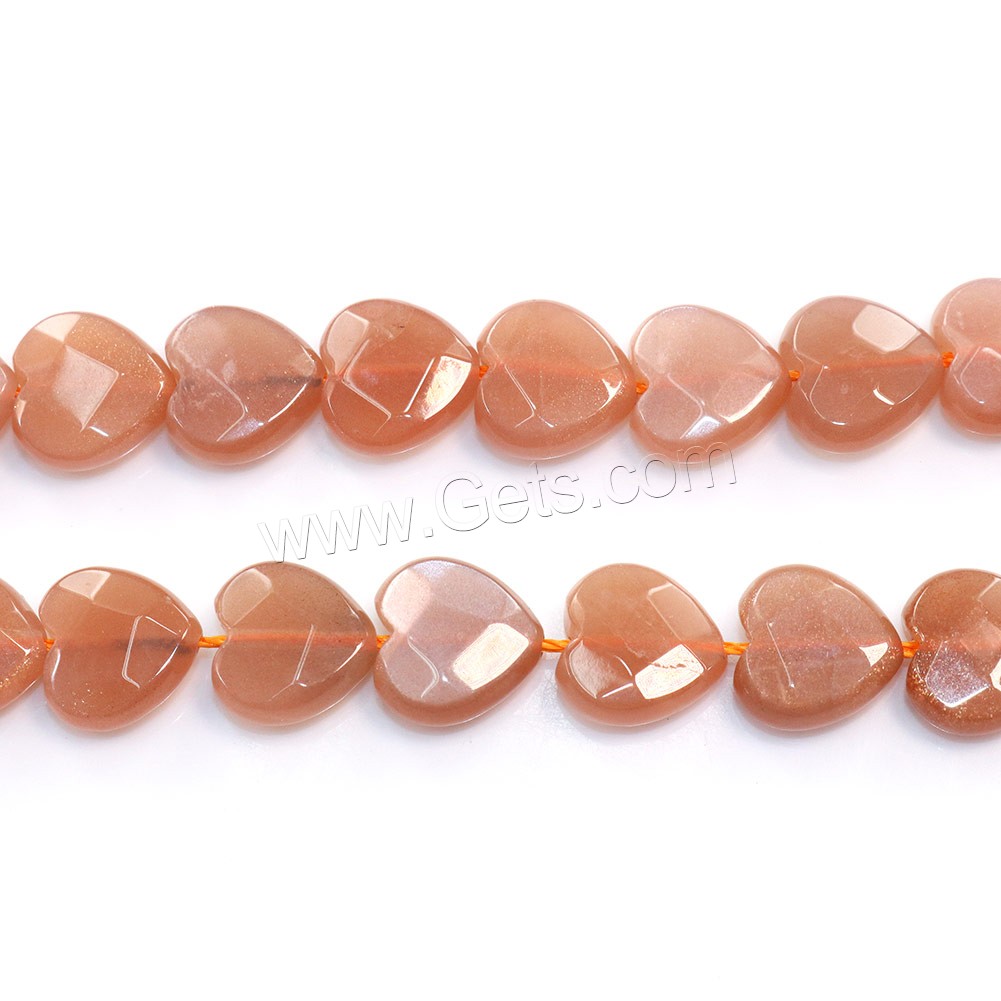 Sunstone Bead, Heart, different size for choice & faceted, Hole:Approx 0.5-1mm, Length:Approx 16 Inch, Sold By Strand