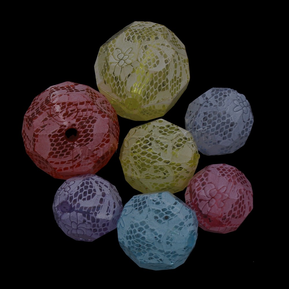Transparent Acrylic Beads, Round, printing & different size for choice, mixed colors, Hole:Approx 2mm, Sold By Lot