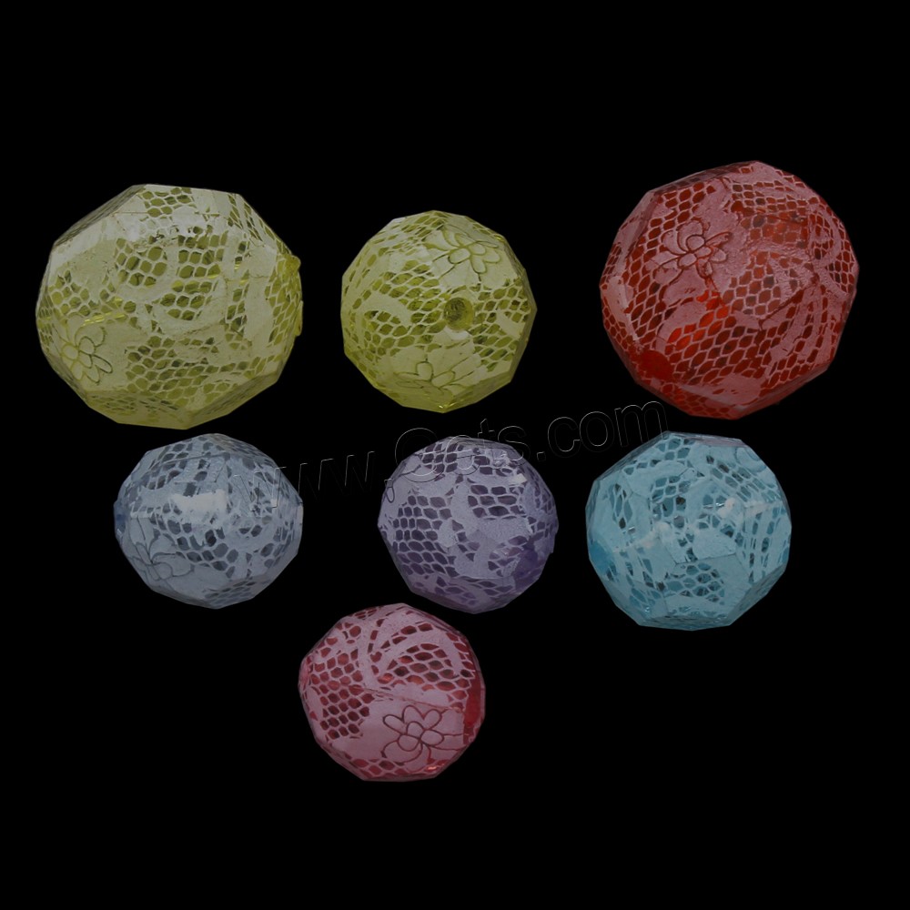 Transparent Acrylic Beads, Round, printing & different size for choice, mixed colors, Hole:Approx 2mm, Sold By Lot