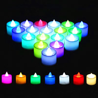 Kunststoff Kunststoff elektronische Kerze, LED, gemischte Farben, 35x45mm, verkauft von PC