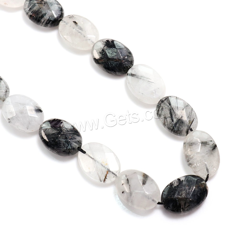 Rutilated Quartz Beads, Black Rutilated Quartz, Flat Oval, natural, different size for choice & faceted, Hole:Approx 0.5-1mm, Length:Approx 16 Inch, Sold By Strand