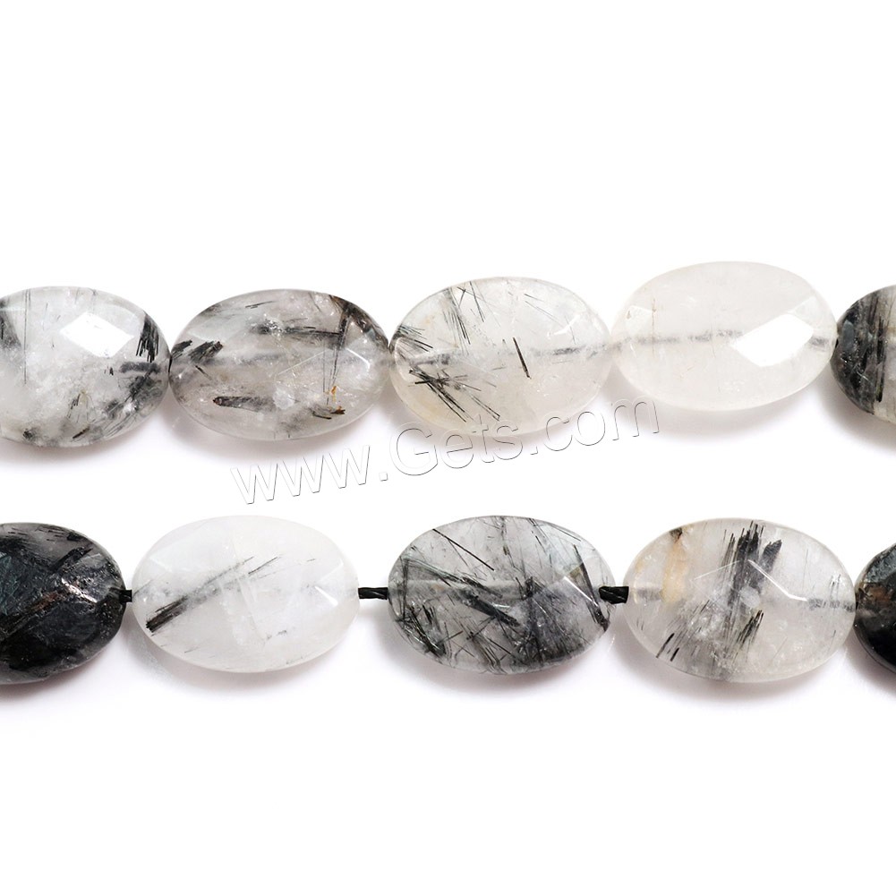 Rutilated Quartz Beads, Black Rutilated Quartz, Flat Oval, natural, different size for choice & faceted, Hole:Approx 0.5-1mm, Length:Approx 16 Inch, Sold By Strand