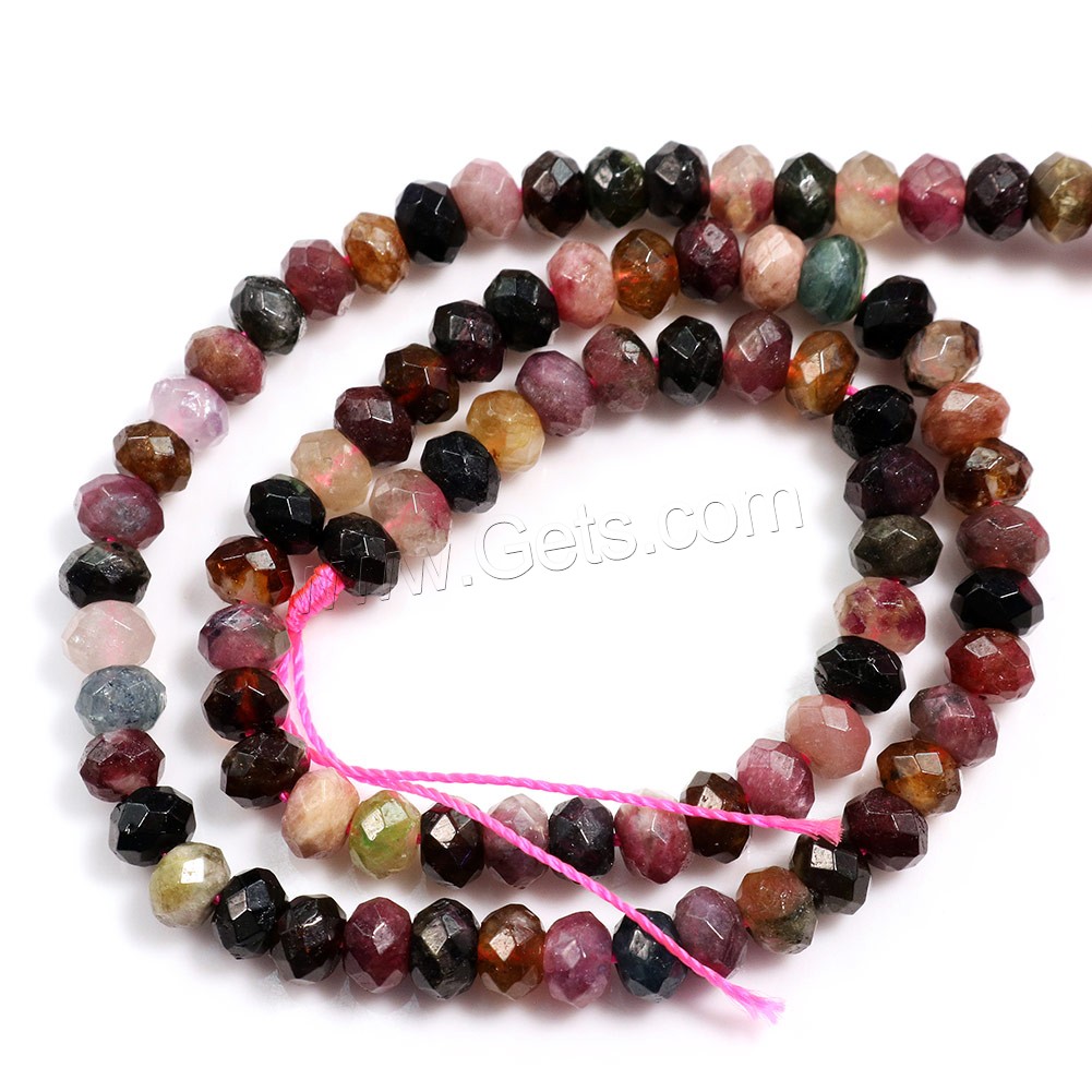 Natural Tourmaline Beads, Rondelle, different size for choice & faceted, Hole:Approx 0.5-1mm, Length:Approx 16 Inch, Sold By Strand