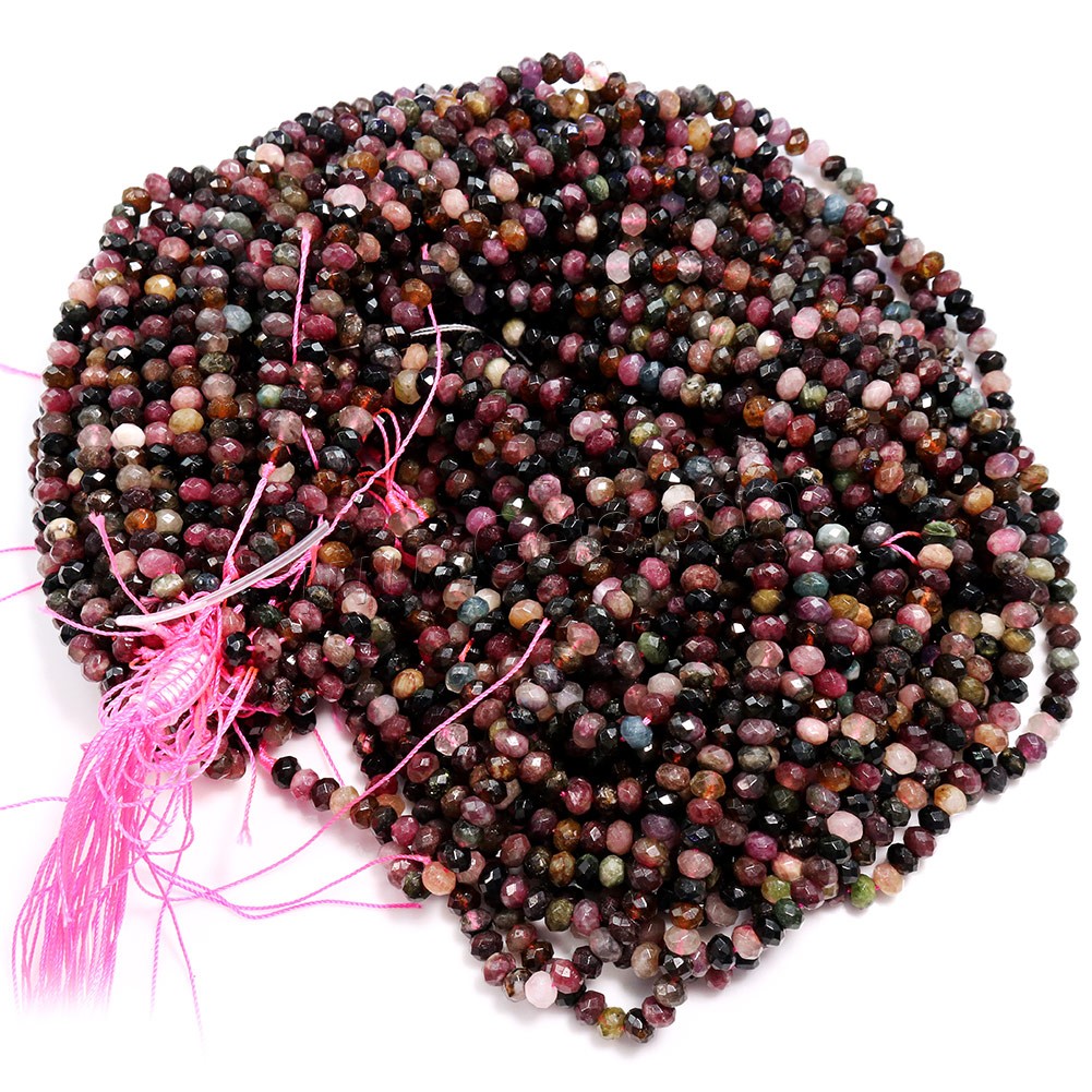 Natural Tourmaline Beads, Rondelle, different size for choice & faceted, Hole:Approx 0.5-1mm, Length:Approx 16 Inch, Sold By Strand