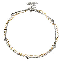 Bracelets en acier inoxydable bijoux, avec 2lnch chaînes de rallonge, Placage, chaîne de torsion ovale & pour femme & 2 fils, 1mm, 2mm Environ 9 pouce, Vendu par brin