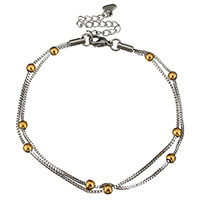 Bracelets en acier inoxydable bijoux, avec 2lnch chaînes de rallonge, Placage, chaîne de boîte & pour femme & 2 fils, 4mm, 1mm Environ 8.5 pouce, Vendu par brin