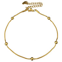 Joyería pulseras de acero inoxidable, con 2.5lnch extender cadena, chapado en color dorado, cadena de la serpiente & para mujer, 1mm, 4mm, longitud:aproximado 8.5 Inch, Vendido por Sarta