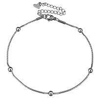 Stainless Steel Anklets Jewelry, with 2.5lnch extender chain, snake chain & for woman, original color 1mm Approx 8.5 Inch 