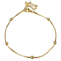 Joyería pulseras de acero inoxidable, con 2.5lnch extender cadena, chapado en color dorado, cadena de caja & para mujer, 1mm, 4mm, longitud:aproximado 8.5 Inch, Vendido por Sarta