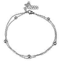 Bracelets en acier inoxydable bijoux, avec 2lnch chaînes de rallonge, chaîne ovale & pour femme & 2 fils, couleur originale, 2mm, 4mm Environ 8 pouce, Vendu par brin