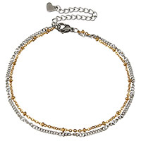 Bracelets en acier inoxydable bijoux, avec 2lnch chaînes de rallonge, Placage, chaîne de torsion ovale & chaîne ovale & pour femme & 2 fils, 2mm, 2mm Environ 8 pouce, Vendu par brin