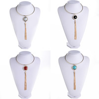 Zinc Alloy Collar, with Resin, with 3.1Inch extender chain, Tassel, gold color plated, for woman 180mm Approx 15.7 Inch 