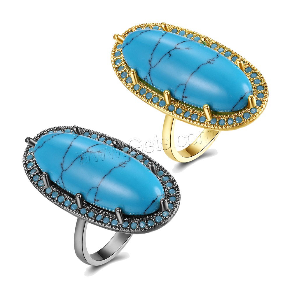 Brass, with Synthetic Turquoise, Flat Oval, plated, Unisex & different size for choice, more colors for choice, 29mm, Sold By PC