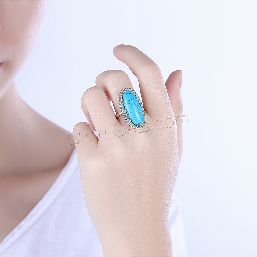 Brass, with Synthetic Turquoise, Flat Oval, plated, Unisex & different size for choice, more colors for choice, 29mm, Sold By PC