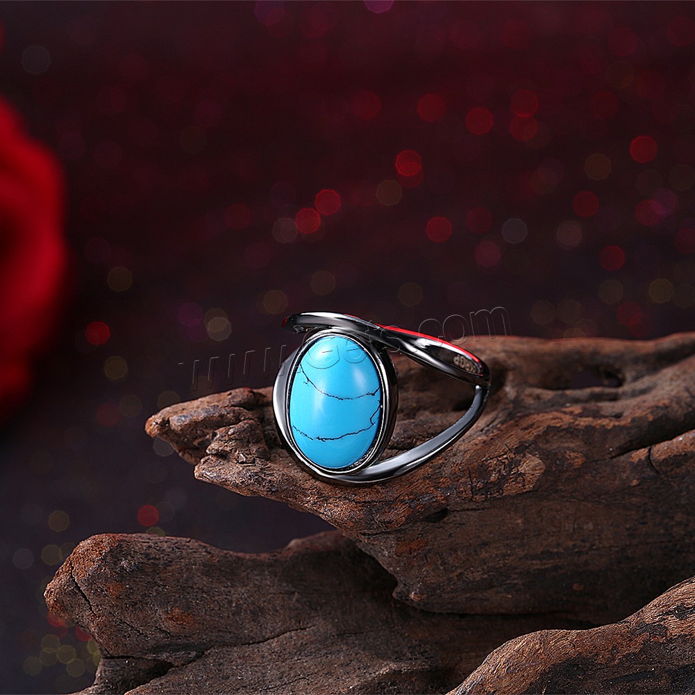 Brass, with Synthetic Turquoise, plumbum black color plated, Unisex & different size for choice, 18mm, Sold By PC