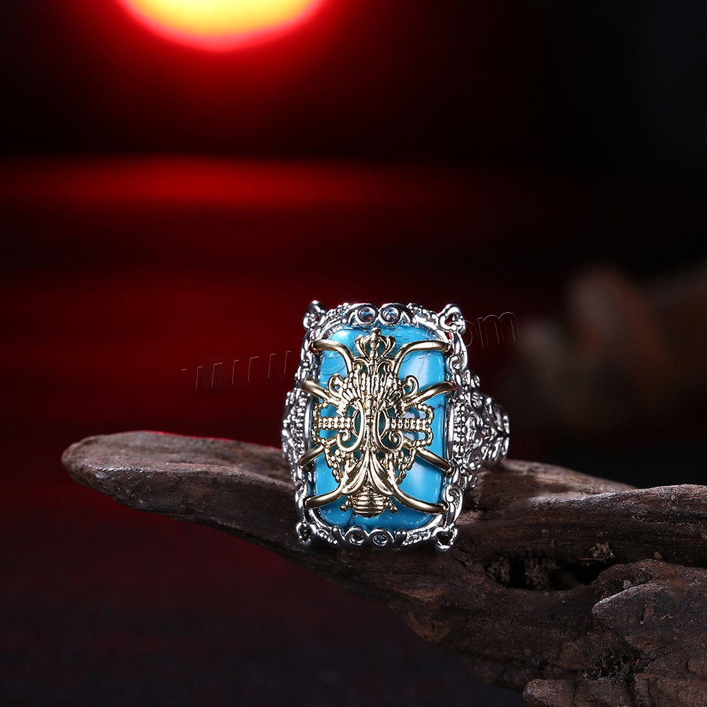 Brass, with Synthetic Turquoise, plated, Unisex & different size for choice, 24mm, Sold By PC