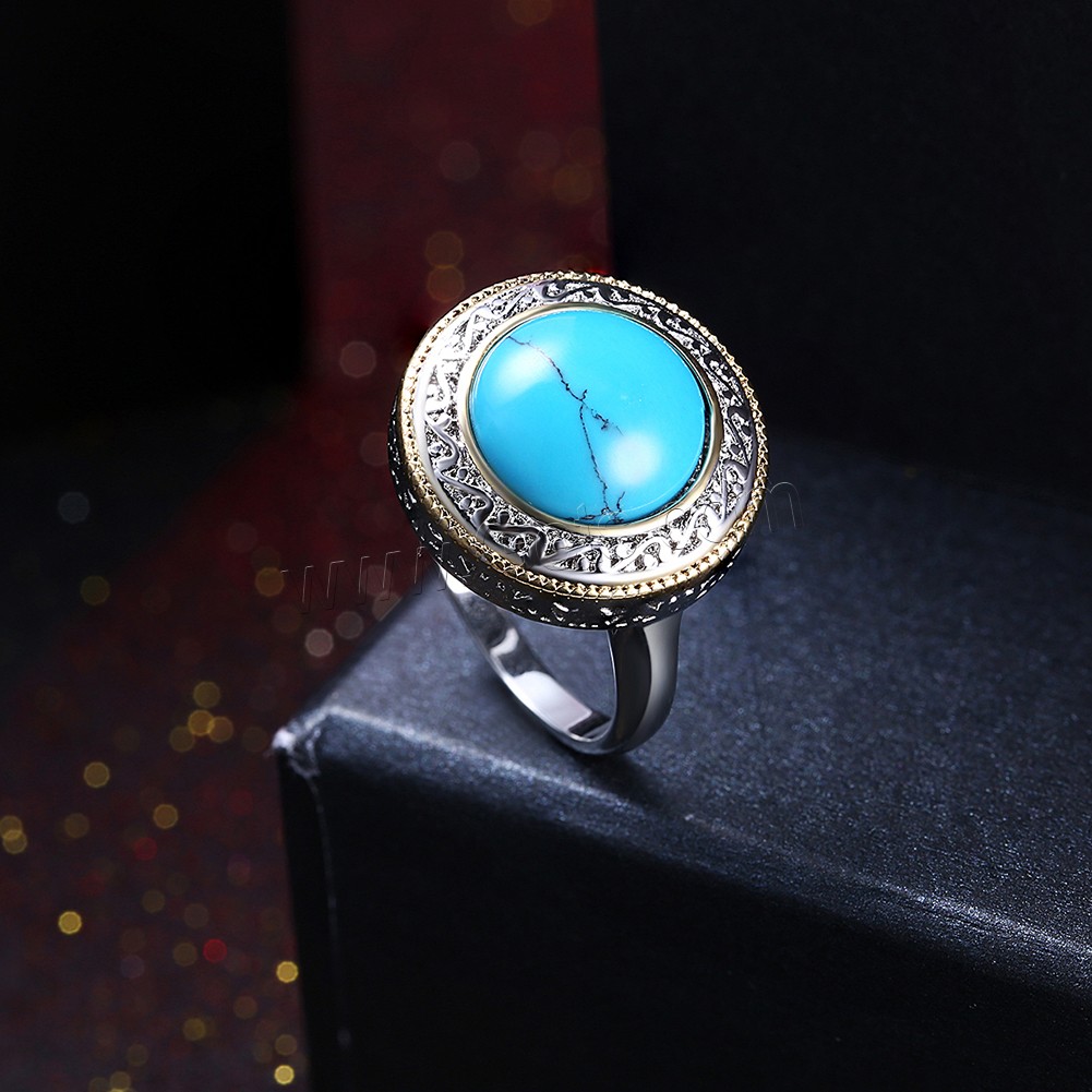 Brass, with Synthetic Turquoise, Flat Round, plated, Unisex & different size for choice, 18mm, Sold By PC