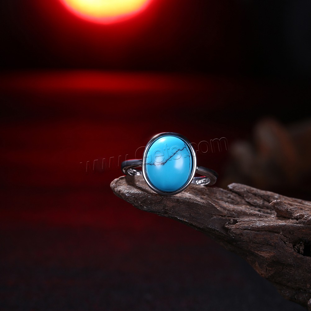 Brass, with Synthetic Turquoise, Flat Oval, platinum plated, Unisex & different size for choice, 14mm, Sold By PC