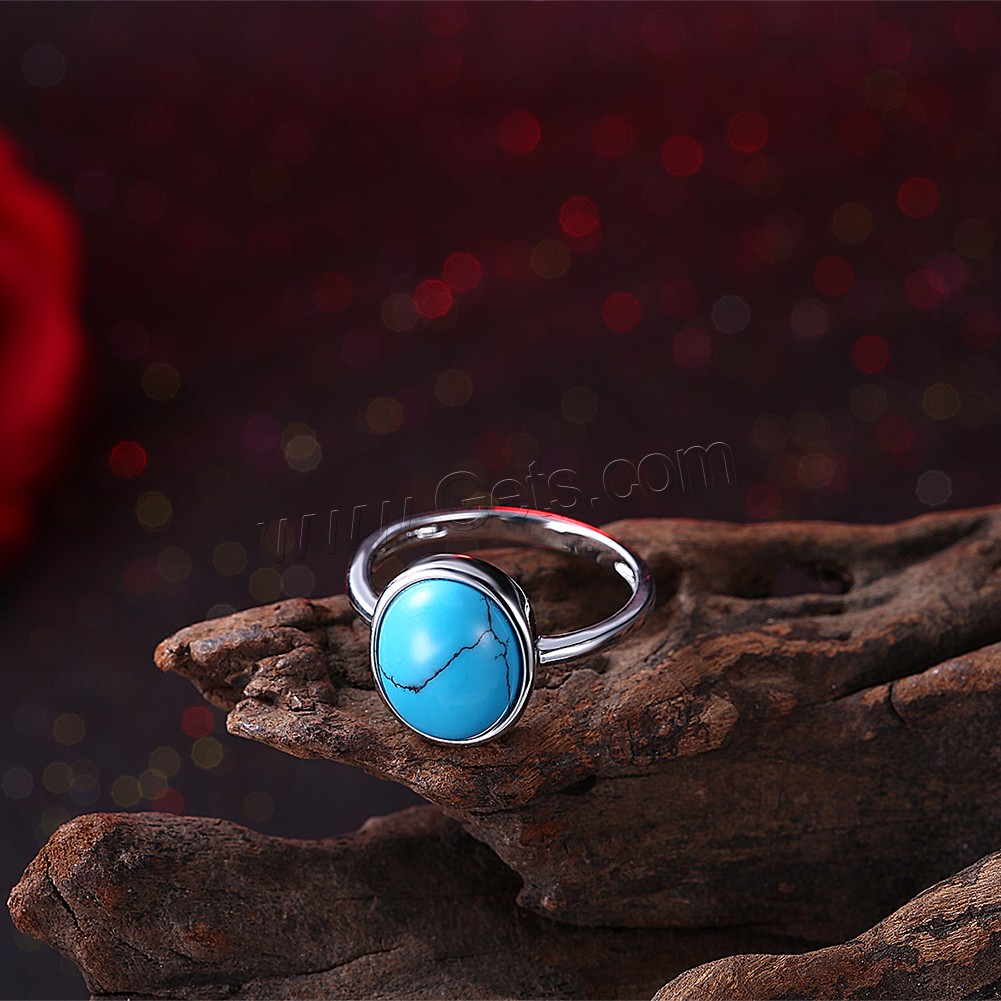 Brass, with Synthetic Turquoise, Flat Oval, platinum plated, Unisex & different size for choice, 14mm, Sold By PC
