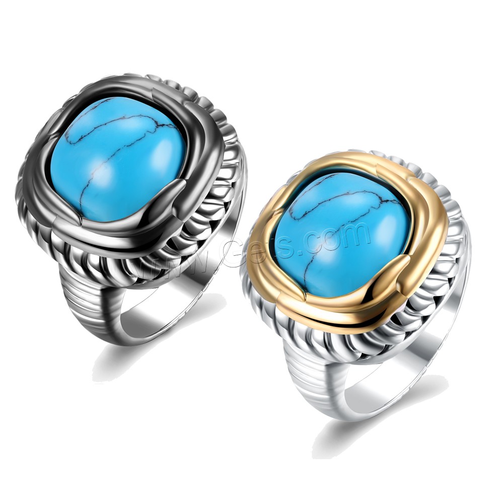 Brass, with Synthetic Turquoise, Square, plated, Unisex & different size for choice, more colors for choice, 20mm, Sold By PC