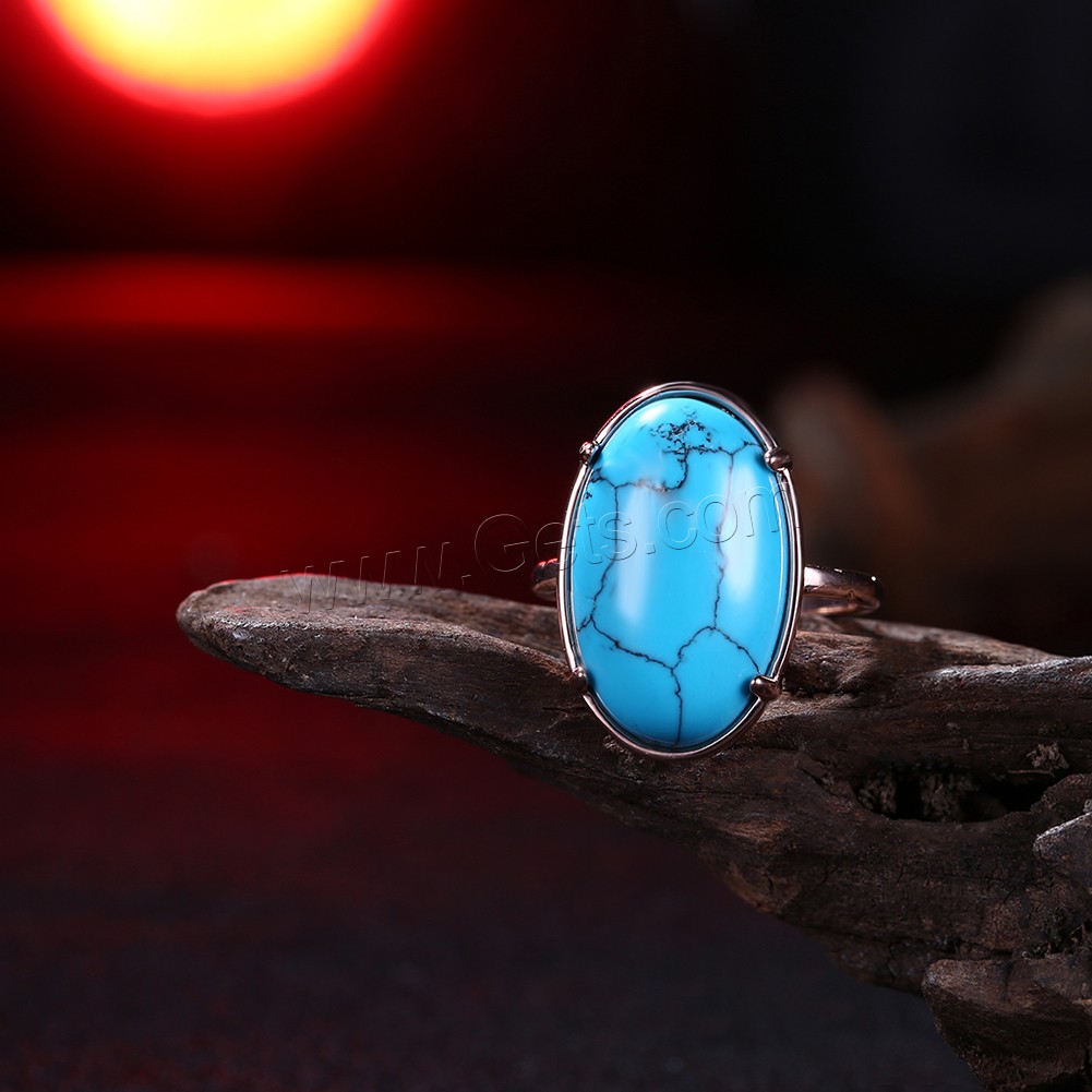 Brass, with Synthetic Turquoise, Flat Oval, plated, Unisex & different size for choice, more colors for choice, 22mm, Sold By PC