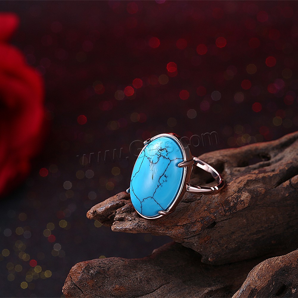 Brass, with Synthetic Turquoise, Flat Oval, plated, Unisex & different size for choice, more colors for choice, 22mm, Sold By PC