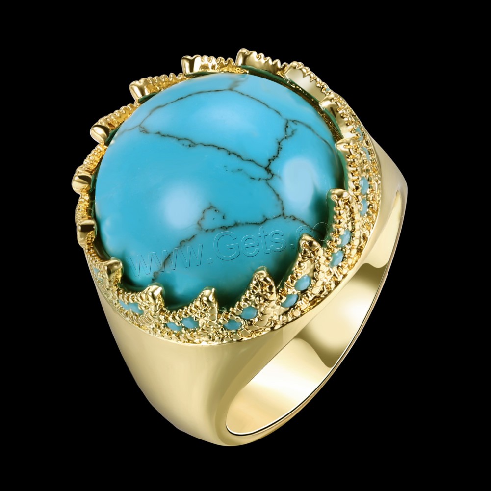 Brass, with Synthetic Turquoise, Flat Round, real gold plated, Unisex & different size for choice, 19mm, Sold By PC