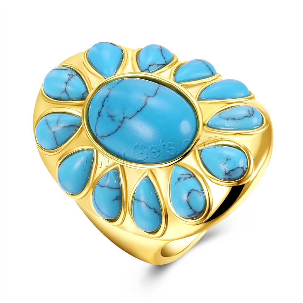 Brass, with Synthetic Turquoise, real gold plated, Unisex & different size for choice, 31mm, Sold By PC