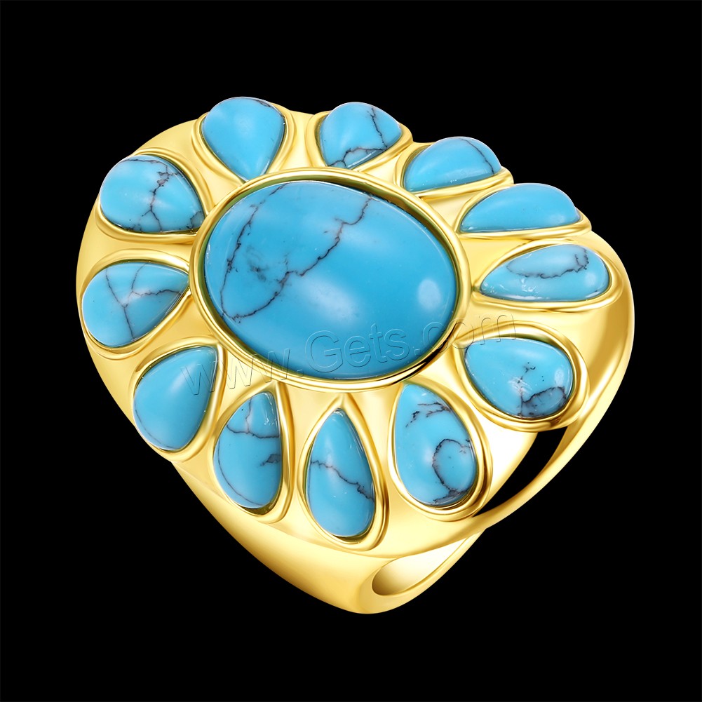 Brass, with Synthetic Turquoise, real gold plated, Unisex & different size for choice, 31mm, Sold By PC