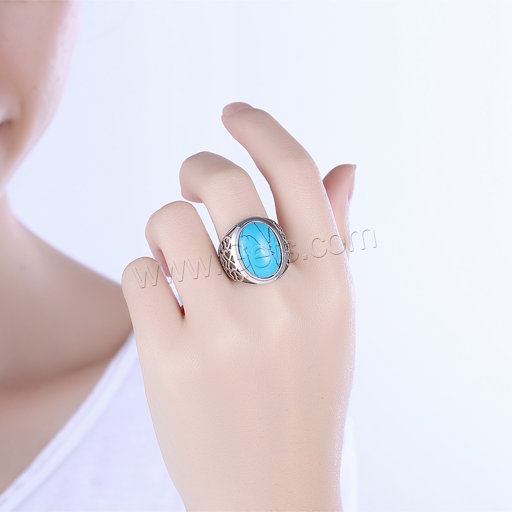 Brass, with Synthetic Turquoise, platinum plated, Unisex & different size for choice, 19mm, Sold By PC