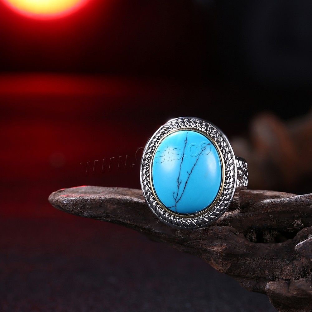 Brass, with Synthetic Turquoise, Flat Oval, plated, Unisex & different size for choice, 22mm, Sold By PC