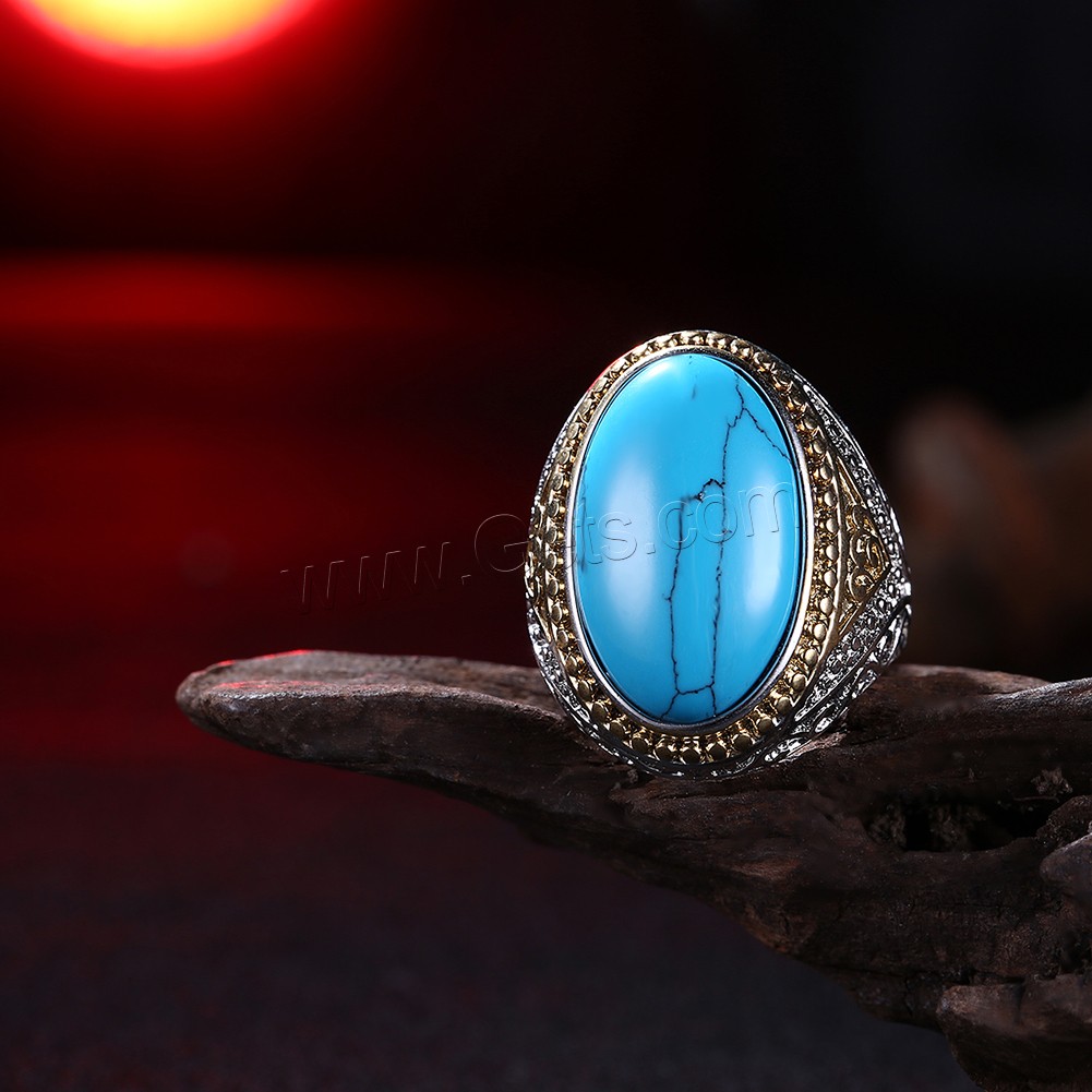 Brass, with Synthetic Turquoise, Flat Oval, plated, Unisex & different size for choice, 26mm, Sold By PC