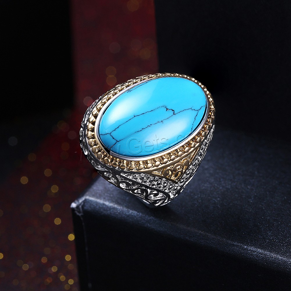 Brass, with Synthetic Turquoise, Flat Oval, plated, Unisex & different size for choice, 26mm, Sold By PC