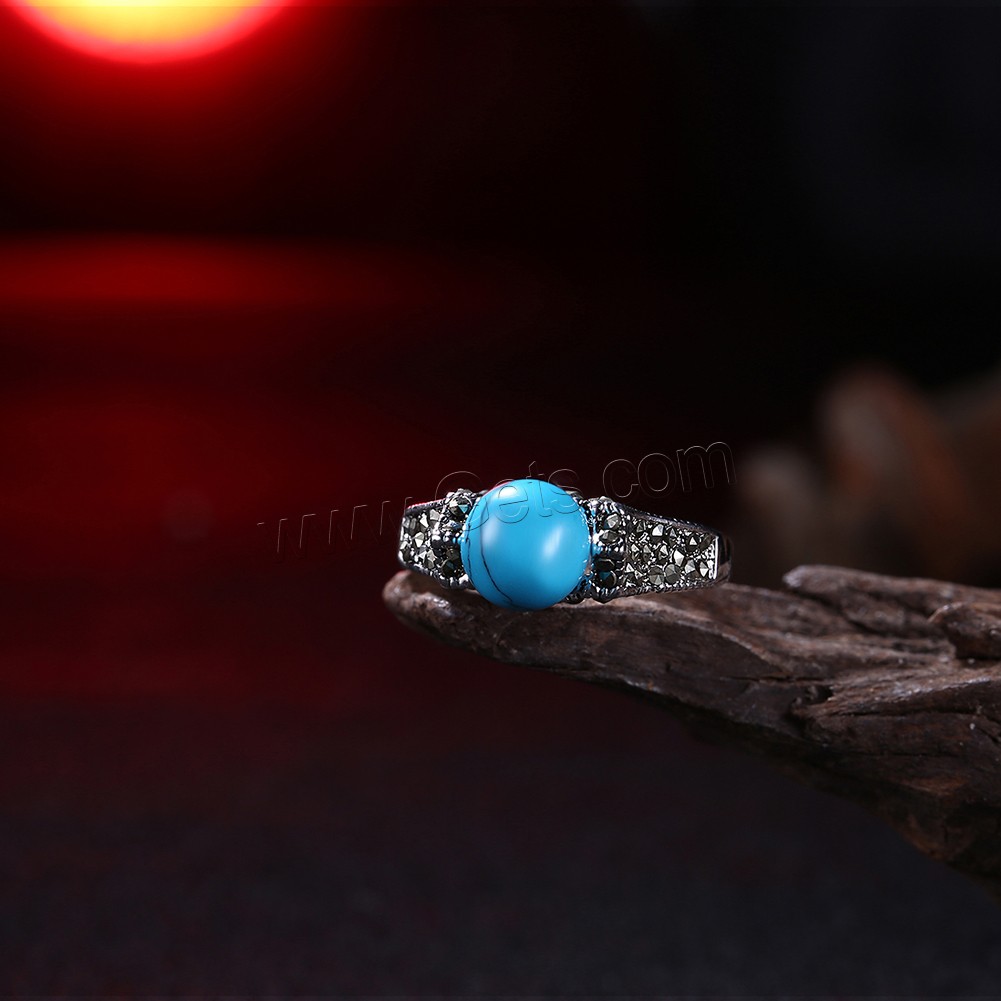 Brass, with Synthetic Turquoise, platinum plated, Unisex & different size for choice & with rhinestone, 8mm, Sold By PC