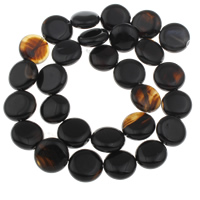 Natural Black Agate Beads, Flat Round - Approx 1mm Approx 16 Inch, Approx 