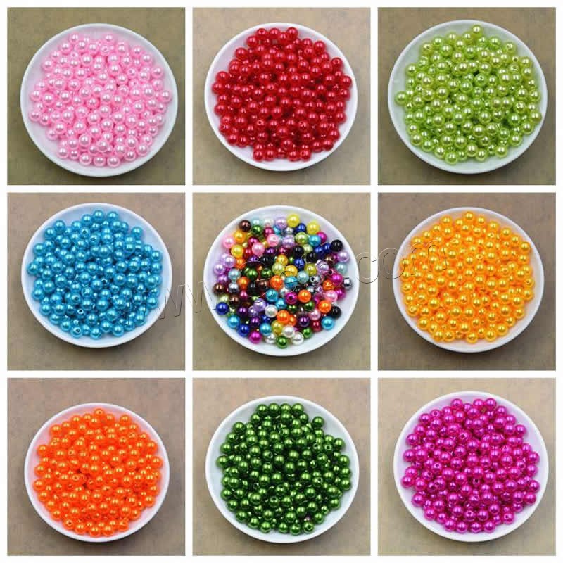 Fashion Plastic Beads, Round, different size for choice, more colors for choice, Hole:Approx 1mm, Sold By Bag