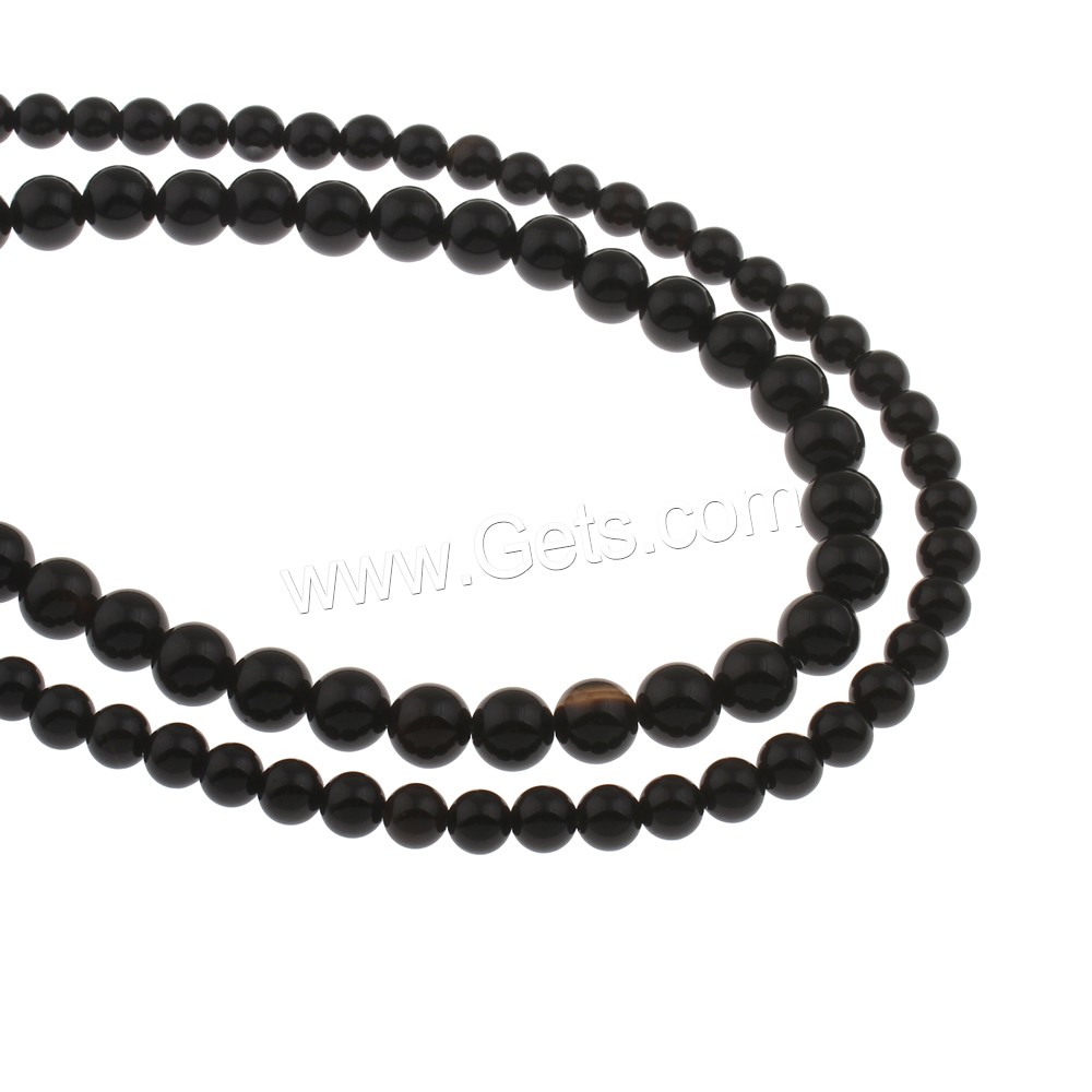 Natural Black Agate Beads, Round, different size for choice, Grade A, Hole:Approx 1mm, Length:Approx 15.7 Inch, Sold By Strand