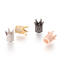 Cubic Zirconia Micro Pave Brass Beads, Crown, plated, micro pave cubic zirconia nickel, lead & cadmium free Approx 2-3mm [
