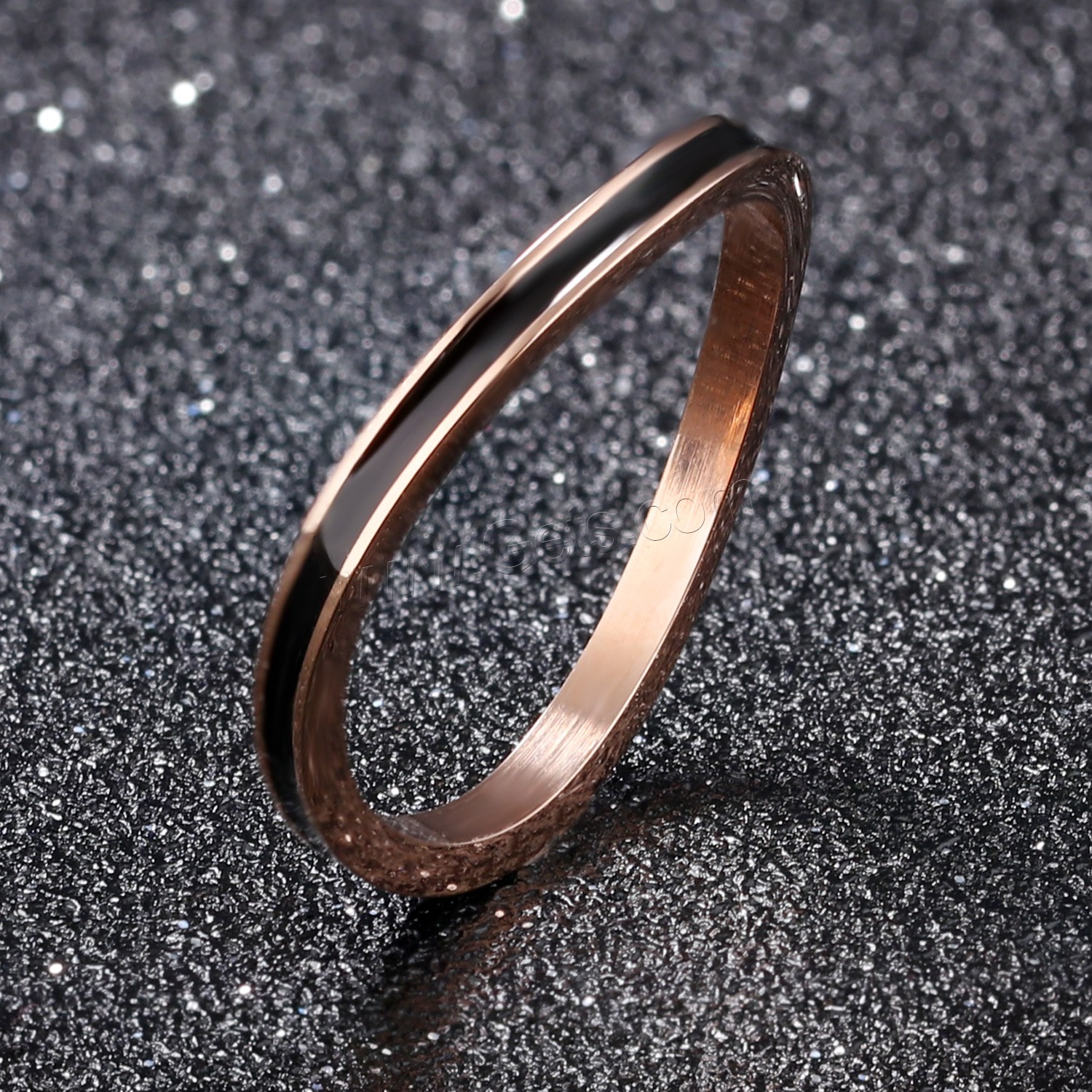 кольцо эмали из нержавеющей стали, нержавеющая сталь, плакированный цветом розового золота, разный размер для выбора & Женский & эмаль, продается PC