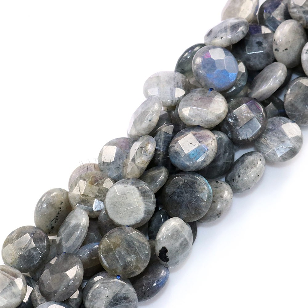 Labradorite Beads, Flat Round, natural, different size for choice & faceted, Hole:Approx 0.5-1mm, Length:Approx 16 Inch, Sold By Strand